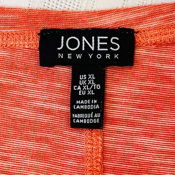 $5 ADD ON with $15+ Bundle  Jones New York 3/4 Sleeve T-shirt Sz XL Coral Orange - Picture 3 of 12
